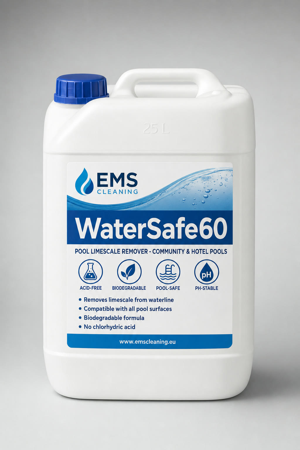 Bidón de 25L de WaterSafe60 desincrustante biodegradable EMS Cleaning