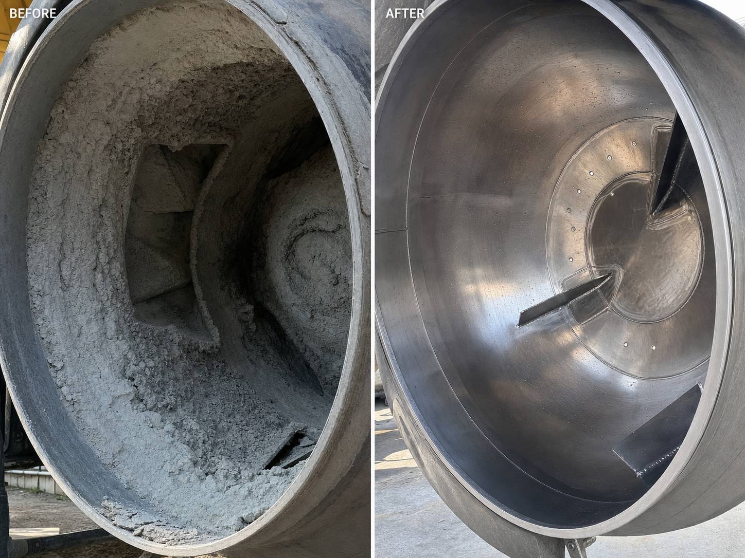 Antes y después de eliminar óxido y cal en superficie metálica industrial con Barracuda 10K